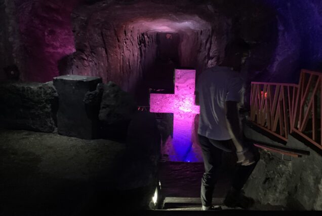 the cross representing the jesus way inside salt cathedral of zipaquira
