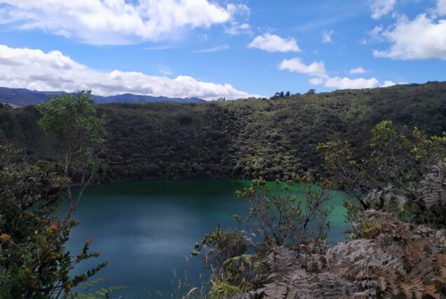 Guatavita Salt Cathedral Tour from Bogotá — scenic aerial view of the sacred lagoon and cultural landscape